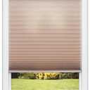 Redi Shade No Tools Easy Lift Trim-at-Home Cordless Pleated Light Filtering Fabric Shade Natural, 60" W x 64" L, (Fits windows 43"- 60")