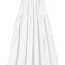 Scarlet Darkness Tiered Maxi Skirts for Women 2026 Summer Beach Flowy Renaissance Long Skirt with Pockets White, Medium