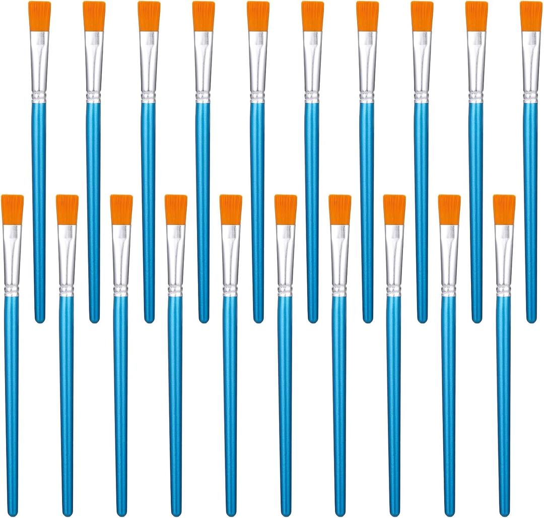1/2 inch Flat Paint Brushes for Acrylic Painting,20Pcs Flat Acrylic Paint Brush Watercolor Quality Synthetic Artist Paint Synthetic Paint Brushes for Detail Art Painting Oil