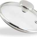 LC LICTOP Tempered Glass Lid for 6.5 Inch Cookware, Steam Vented Cover, Dishwasher & Oven Safe up to 400F, Universal Replacement for Pans & Skillets, Rounded 304 Stainless Steel Rim with Round Knob (Silver J)