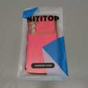 NITITOP Compatible with Samsung Galaxy S23 FE Case Cute Luxury Women Girls Men with Love Heart Electroplated Pattern Curly Wave Frame Raised Camera Shockproof Protection Cover-Rose Red