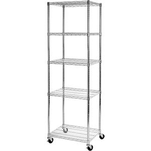Seville Classics UltraDurable Heavy Duty NSF Solid Steel Wire Rack Storage Unit Organizer for Garage, Warehouse, Office, Restaurant, Classroom, Kitchen, 5-Tier Shelving, 24" W x 18" D