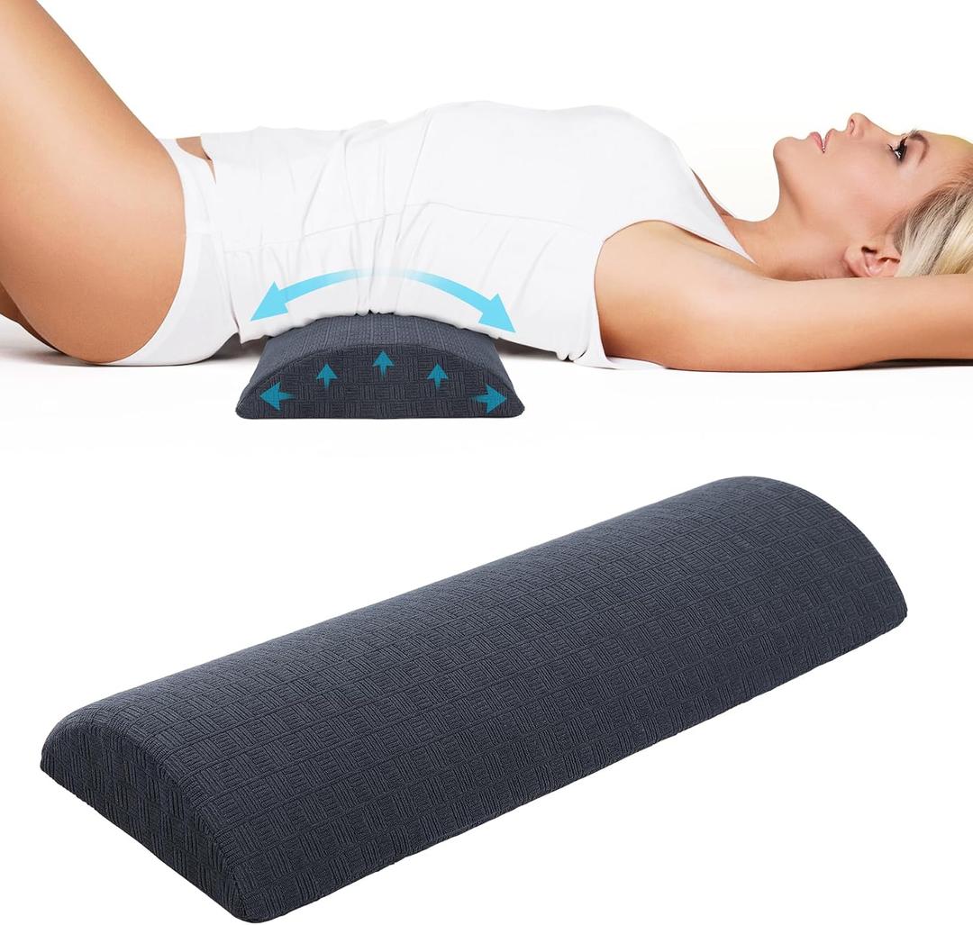 Cozyhealth - 3.15"H*23.6"L - Soft Lumbar Pillow for Sleeping, Memory Foam Back Lumbar Support Cushion for Lower Back Pain Relief Bed Waist Sleep Support Pillow for Side, Back Sleeper(Dark Grey, Large)
