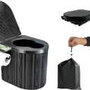 Portable Folding Toilet for Adults Camping, 300LBS Weight Capacity Porta Potty with Removable Toilet Paper Holder for Outdoor, Travel, RV, Boats and Emergency Use (XL with Cover)