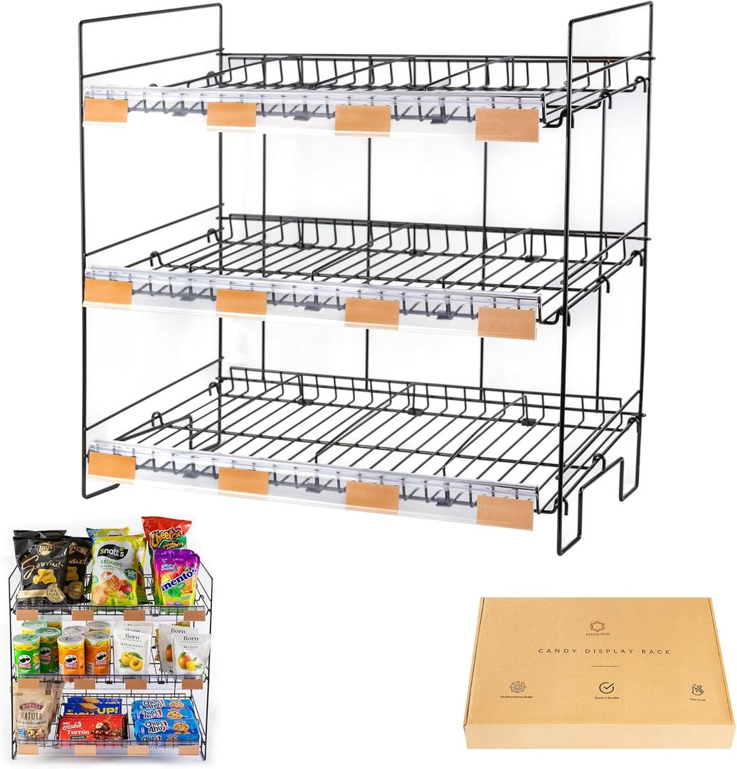 Candy Display Rack | Candy Organizer | Snack Organizer For Countertop | Display Snack Rack | Snack Shelf And Chip Rack For Stores | Snack Display For Counter | Snack Stand For Stores, Office, And More