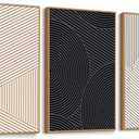 FDYCKVIP Neutral Modern Line Framed Canvas Wall Art Set of 3, 16"x24" Large Abstract Art Wall Decor for Living Room, Beige and Black Boho Art Print for Bedroom Home Office (16"x24" Modern Wall Art)