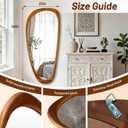 EOGOW Asymmetrical Mirror,48" x 22" Unique Irregular Mirror Wall-Mounted Decor for Living Room Bathroom Bedroom Vanity Entryway Hallway(Natural Wooden)