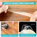 P7yaumy Double Sided Tape Heavy Duty 0.75in20ft, Nano Tape Double Sided, Removable Traceless Two Sided Adhesive Tape, Clear Mounting Tape Double Sided Tape for Walls, Hanging Picture,Poster,Carpet