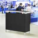 VEVOR Folding Portable Bar Table, Tradeshow Podium Table for Indoor, Outdoor, Party, Picnic, Exhibition, Includes Carrying Case, Storage Shelf and Black Skirt, 38.39" x 15.16" x 34.25"