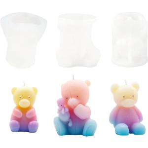 3Pcs Bear Resin Molds Silicone Molds for Resin Candle Marking Mold Animal Moulds