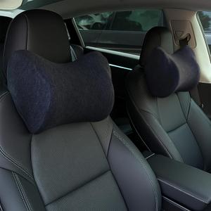 Car Neck Pillow, Car Headrest Pillow with Adjustable Strap for Neck Pain Relief 100% Memory Foam,Ergonomic Design2 Pack (Black1)