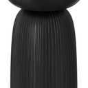 SIMPLIHOME Boyd End Table - 13 inch Wide Solid Mango Wood Round Accent Table with Line Texture in Black, Contemporary Small Nightstand or Lamp Stand for Living Room, Bedroom, or Office, Assembled