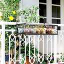 Balcony Flower Pot Stand Rack Patio Railing Shelf Plant Pots Holder Windows decorate (L, Black)