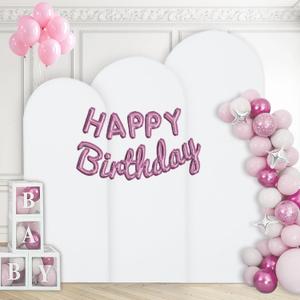 WEERRW White Arch Backdrop Cover Ballon Arch Stand Covers Set of 3 Spandex Fitted Round Top Chiara Stretchy Backdrop for Wedding Birthday Party Decoration(6FT, 6.6FT, 7.2FT) (4FT, 5FT, 6FT)