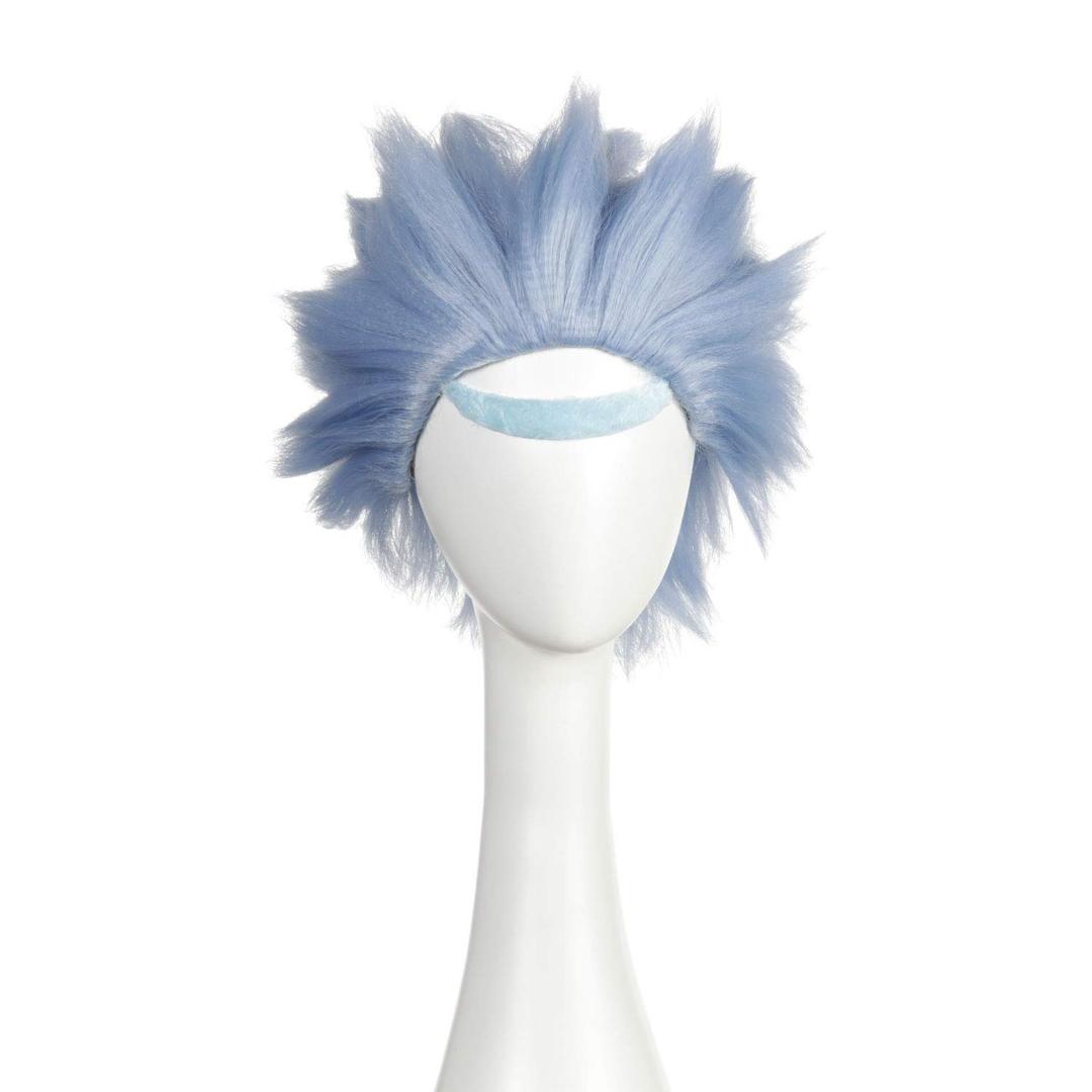 Qaccf Short Straight Halloween Costume Cosplay Party Wig with Eyebrow Set (Blue)