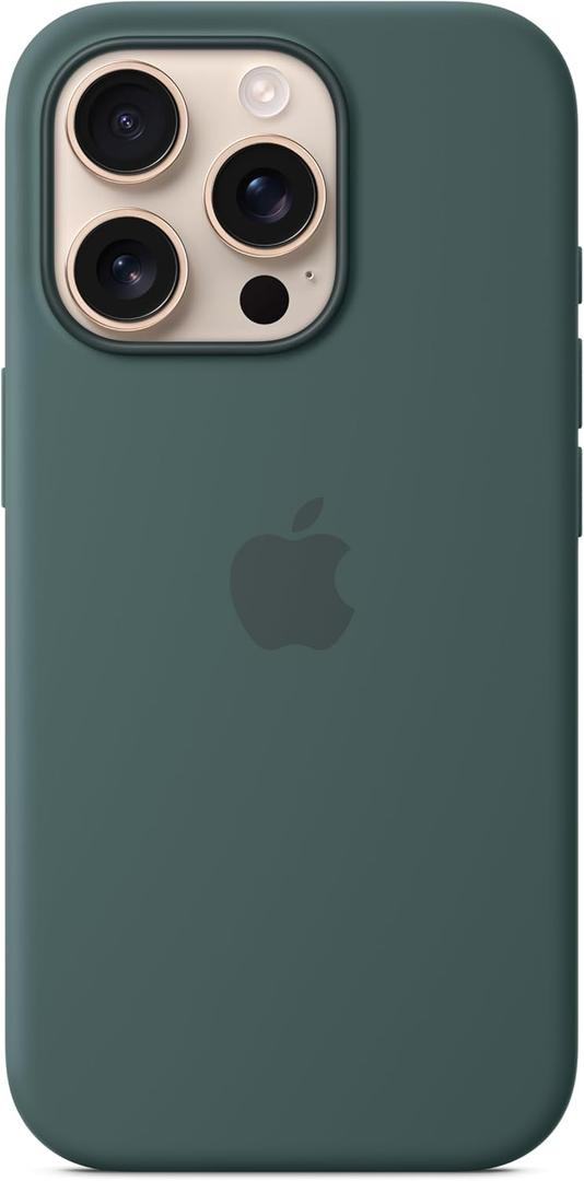 Apple iPhone 16 Pro Silicone Case with MagSafe and Camera Control: Lightweight Phone Case, Wireless Charging Compatible, Smooth Matte Finish; Lake Green