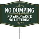 No Dumping No Yard Waste No Littering Sign 12" x 8" With 35" Long Metal Stakes Private Property Sign Stand Aluminum Outdoor Use Yard Business Home Sign