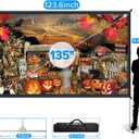 Projector Screen and Stand,JWSIT 135 inch Outdoor Movie Screen-Upgraded 3 Layers PVC 16:9 Outdoor Projector Screen,Portable Video Projection Screen with Carrying Bag for Home Theater Backyard