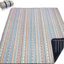 PY SUPER MODE Picnic Blankets Extra Large, Waterproof Foldable Outdoor Beach Blanket Oversized 83x79 Sandproof, 3-Layer Picnic Mat for Camping, Hiking, Travel, Park, Concerts(Orange Boho)