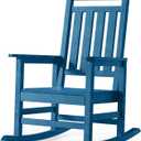 Oversized Outdoor Rocking Chair, High Back Porch Rocker Chair, HDPE All Weather Resistant Rocking Chairs for Patio, 380lbs Weight Capacity, Navy Blue