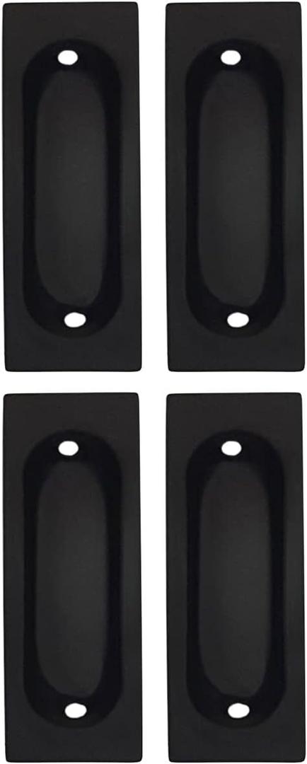 QCAA Solid Brass Rectangular Flush Pull, 3x1-1/8x3/8", Matte Black, Made in Taiwan, 4 Pack