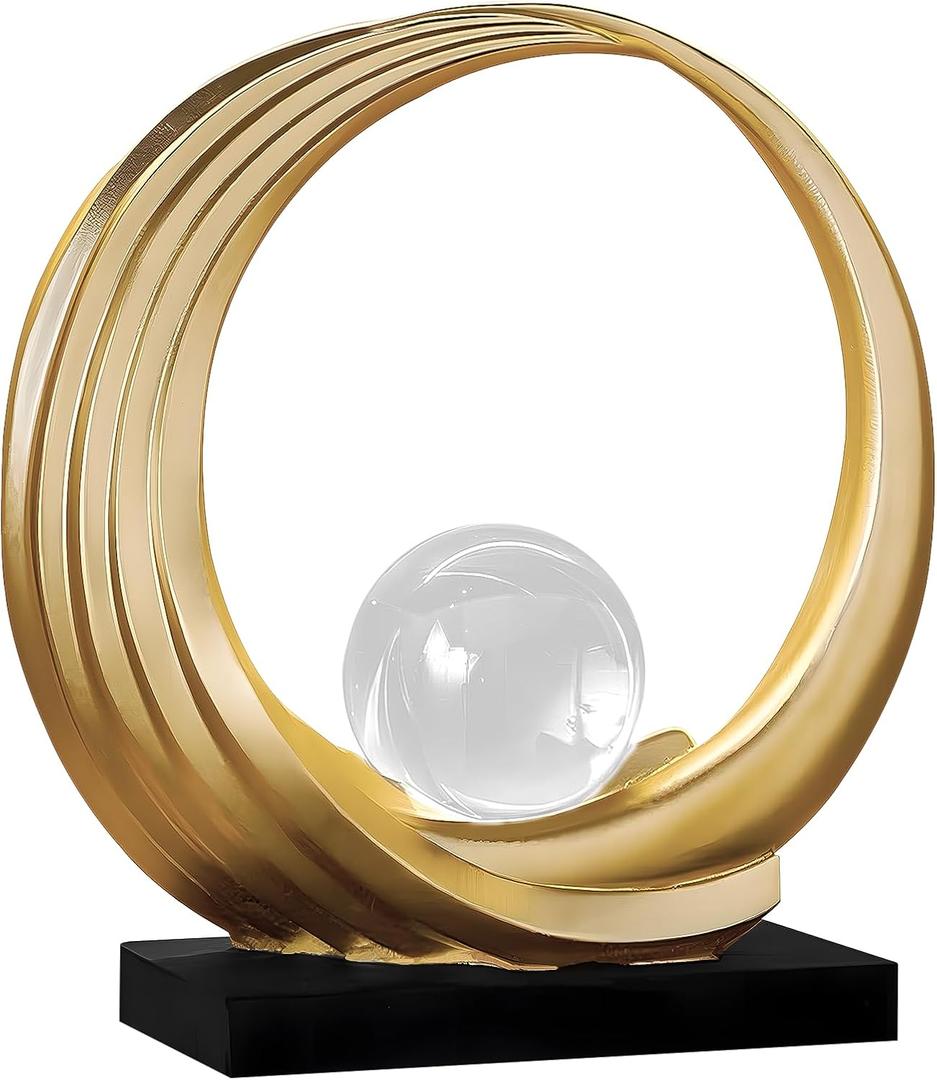 Dosker Golden Shelf Decor Statues,Coffee Table Modern Abstract Stripe Home Decor Sculpture,Desk Decor for Living Room,Office(Golden)