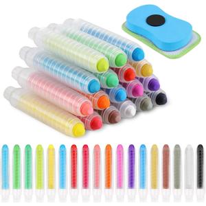 Phinus 18 PCS Dustless Chalk for Kids with Pen Sleeve, Colored Washable Toddler Chalk Non Toxic for Doodling, Drawing, Writing