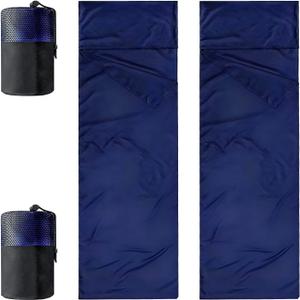 100% Cotton Sleeping Bag Liner for Adults, Soft Anti-Static, Ultralight, Anti-Hygiene Travel Sheet for Hotel/Camping/Hiking/Backpacking/Car Cot, Multi-Season Use, Compact Stuff Sack