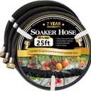 Hopegiver 5/8 Soaker Hose 25 ft 3 Pack, Heavy Duty Garden Soaker Hoses with Solid Brass Fitting, Rubber Drip Hose for Garden Beds, Vegetable, Lawn, Trees Watering Irrigation (75 ft) (Black)