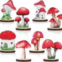 Thyle 16 Pcs Wooden Mushroom Party Decorations Fairy Forest Centerpieces Enchanted Forest Decorations Wonderland Table Topper Vintage Mushroom Decor for Baby Shower Woodland Camping Birthday Party
