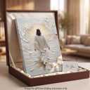 Abstract Jesus Walking On Water Canvas Wall Art White Jesus Christ Wall Decor Picture Christian Bible Stories Poster Print Painting for Church Prayer Room Living Room Home Decoration Prepare To Hang (16"L x 12"W)