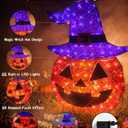Halloween Decorations Outdoor 24 Inch Light Up Pumpkins Witch Hat
Jack-O-Lantern with 85 Glowing LEDs & 3D Diamond Facet Effect, Weatherproof, Outdoor Halloween Pumpkins for Porch Yard Garden