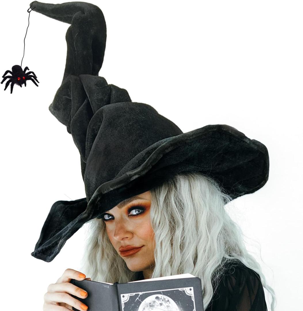 Halloween Witch Hat with Black Spider Witch Costume Accessories for Women Halloween Party Masquerade Cosplay Costumes
