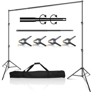 EMART 10 x 10 ft Photo Video Studio Heavy Duty Adjustable Backdrop Support System Kit, Muslin Background Stand with Carry Bag