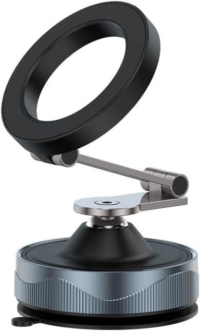 Magnetic Phone Holder for Car - 360 Rotating & Adjustable Car Phone Mount with Super Strong Suction - Compatible with iPhone 16/15/14/13/12 - Foldable Design for Windshield/Dashboard/Mirror