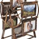PRETYZOOM Retro Vintage Rotating 12 Photos Ferris Wheel Picture Frame, 4'' Photo Carousel Shows for DIY Spinning Valentine Home Windmill Family Dcor Christmas Birthday, 24.5x16.5cm