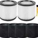 90398 HEPA Replacement Filter and 90585 Foam Sleeve Filter Compatible with Shop-Vac 90398, 903-98, 9039800, 903-98-00 Hangup Wet/Dry Vacuum Cleaner Spares Cartridge Filter (2 + 4)