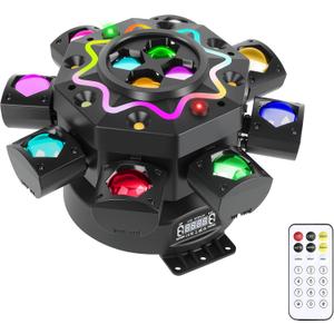 8 Arm Moving Head DJ Lights -200W RGBW LED Party Lights with RG Starlight,6 Strobe Lights, 540° Pan 180° Tilt, DMX512 & Sound Activated Auto Mode - DJ Lights for Parties, KTV, Wedding, Club