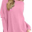 LIYOHON Oversized T Shirts for Women Tunic Tops to Wear with Leggings Long Sleeve Fall Sweaters Dressy Tops Pink M
