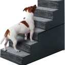 28" H Dog Stairs for Small and Medium Dogs 6-Step Ramps for High Beds and Couch Non-Slip Extra Wide Pet Stairs for Old Dogs and Puppy and Cat - Stable & Durable with Machine Washable Cover Indoor
