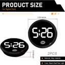 Car Digital Clock, Touch Night Light LED Display Screen Clock, Round Shock-Resistant Alloy Dashboard Watch with 12H System, Self-Adhesive Mini Watch for Car & Home & Office (White)