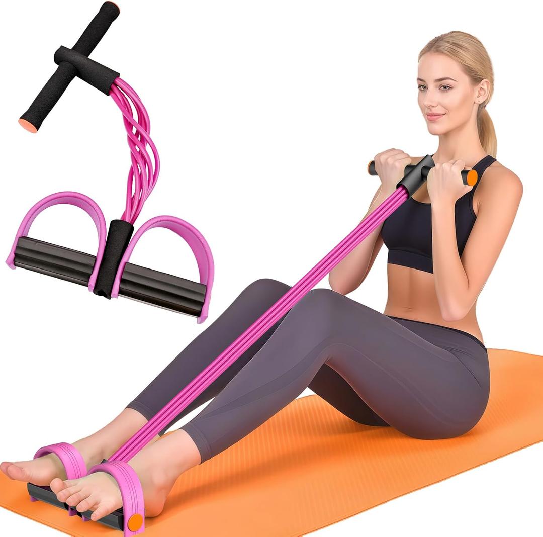 Resistance Bands with Handles, 6-Tube Elastic Foot Pedal Resistance Bands, Natural Rubber Ankle Puller Sit-up Exercise, Multifunction Fitness Band for Abdomen, Waist, Arm, Leg Stretching Training