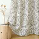 LAMIT Grey Linen Curtains 108 inches Long for Living Room, Long Farmhouse Curtains Grommet Light Filtering Pattern Window Curains & Drapes Vintage Floral Printed, 2 Panels, Each 52 x 108 Inch