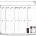 Lincia 24" x 18" Horizontal 2 Weekly Dry Erase Calendar for Wall Undated Horizontal Dry Erase Wall Calendar Planner Aluminum Frame Whiteboard for Home Office Projects Fridge