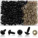 Generic 9mm Round Black Flat Domed Plastic Safety Eyes for Craft Amigurumi Dolls or Puppets (Bulk Pack of 144), FEY-9-Bulk