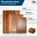 Wooden Cutting Board Set of 3 Acacia Wooden Cutting Boards for Kitchen Design with Holder to Home Decor, Kitchen Gadgets for Cooking, Serving, Camping and Charcuterie Boards, Includes Grinder