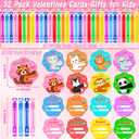 32 Pack Valentines Day Gifts for Kids Classroom Mini Bubble Wands with Valentines Animals Valentines Cards for Kids School, Valentines Day Class Prize Party Favors Classroom Exchange Greeting Cards
