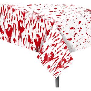2Pcs Halloween Bloody Hands Party Tablecloth Bloody Hands Plastic Table Covers Bloods Splatter Party Supplies Halloween Disposable Table Cover for Scary Movie Nights Birthday Party Decorations,54x87In