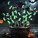 12Pcs Halloween Sandworm Decoration Glow in The Dark Sandworm Plant Stakes Black and White Striped Stakes Spooky Decorative Garden Stakes Resin Tentacle Plant Decor for Front Porch Lawn Ornaments