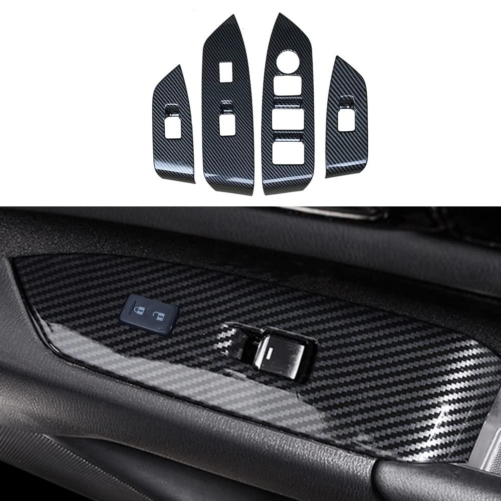 ruihe 4pc Carbon Fiber Color Automobile Door Window Control Panel Cover Trim Fit for Mazda CX-5 CX5 2017 2018 2019 2020 2021 2022 2023 2024 2025 North American Version